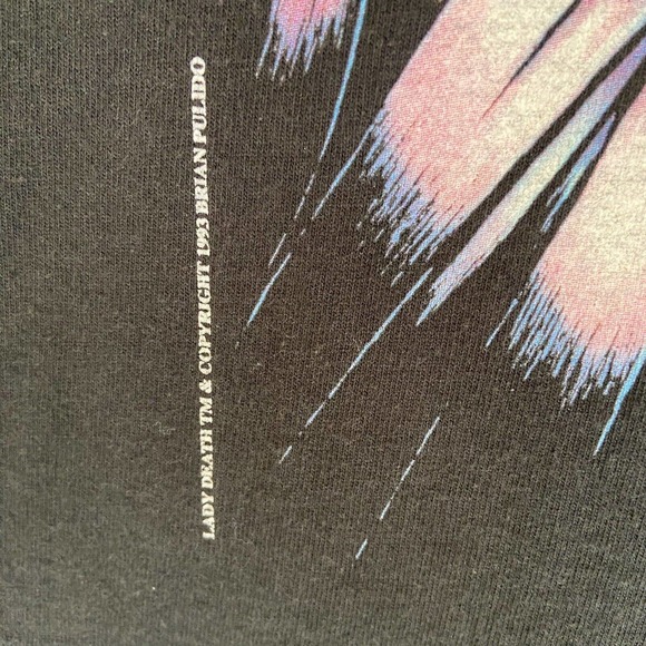 Vintage Lady Death 1993 Brian Pullido Graphic T shirt Black Size XXL Fading - Picture 8 of 12